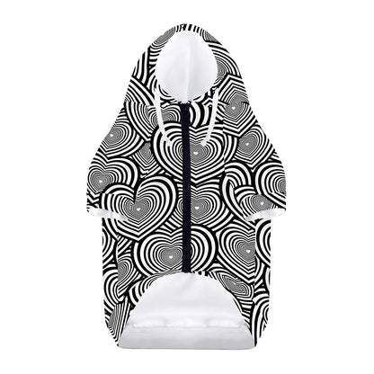 Psychedelic Heart Pattern Print Dog Zip Up Hoodie