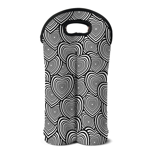 Psychedelic Heart Pattern Print Double Neoprene Wine Tote
