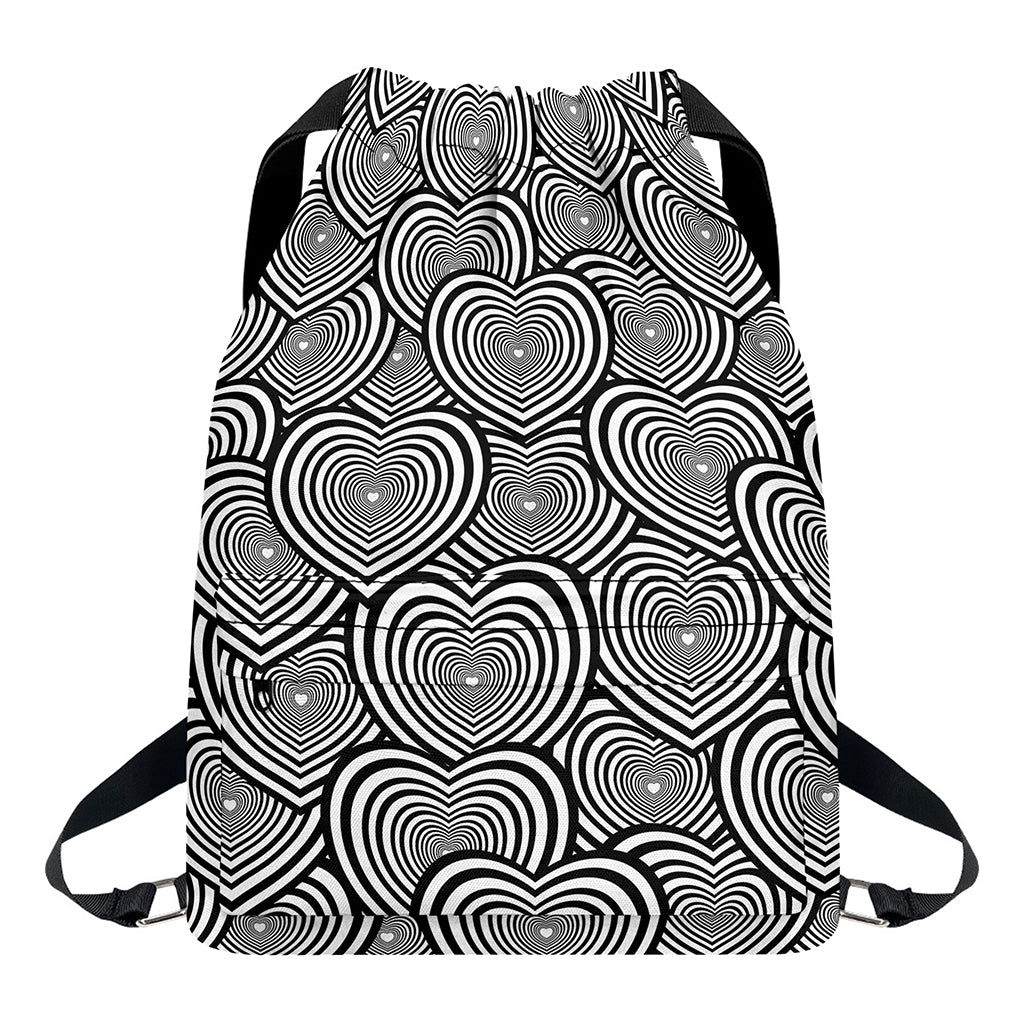 Psychedelic Heart Pattern Print Drawstring Backpack