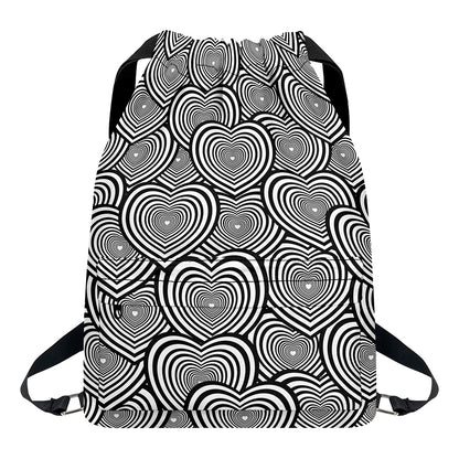 Psychedelic Heart Pattern Print Drawstring Backpack
