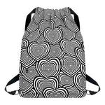 Psychedelic Heart Pattern Print Drawstring Backpack