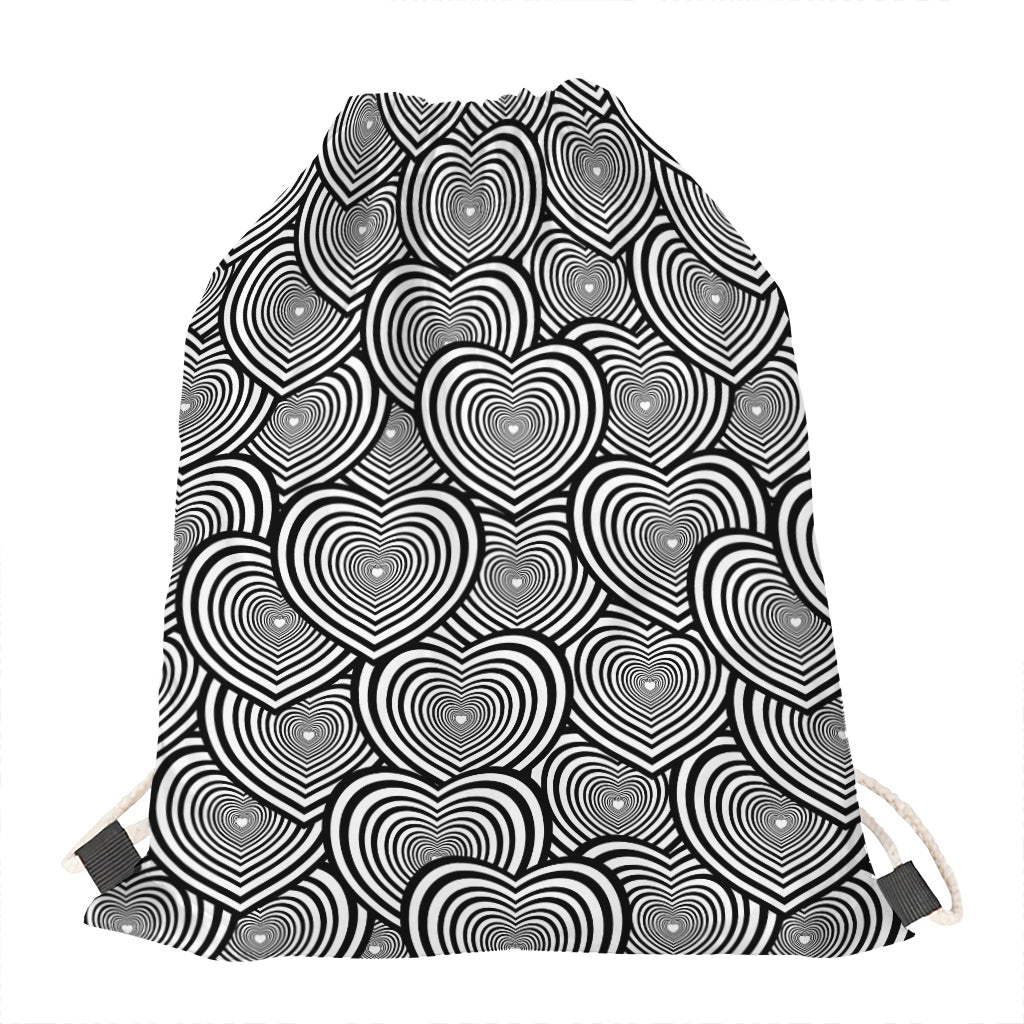 Psychedelic Heart Pattern Print Drawstring Bag