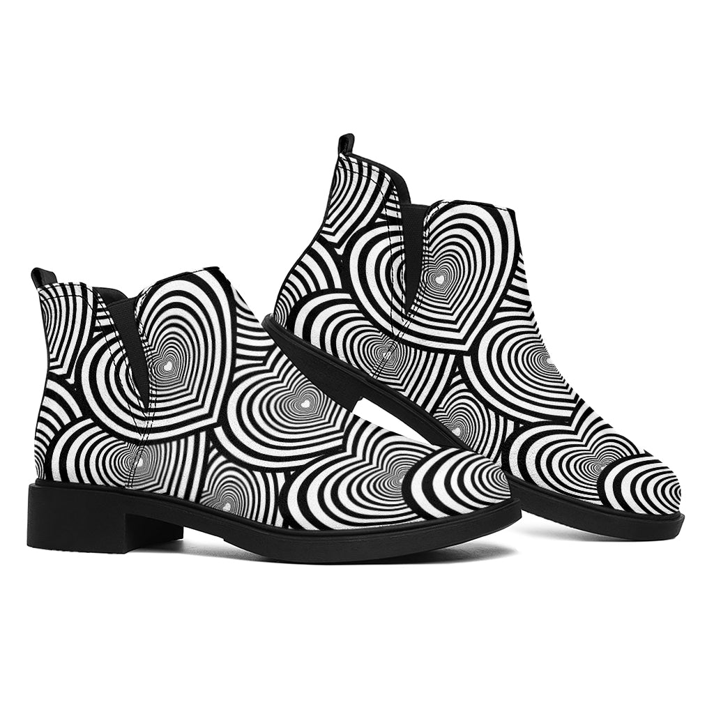 Psychedelic Heart Pattern Print Flat Ankle Boots