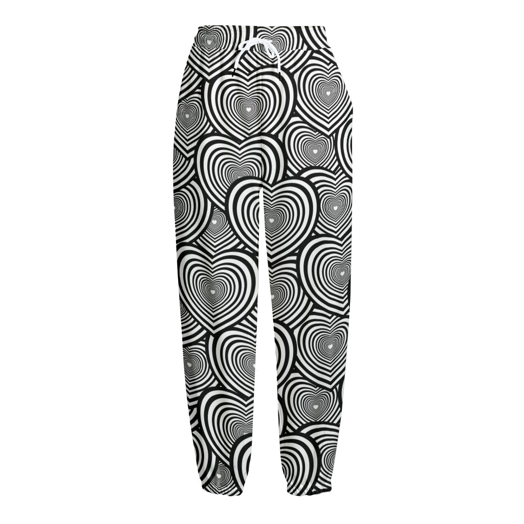 Psychedelic Heart Pattern Print Fleece Lined Knit Pants