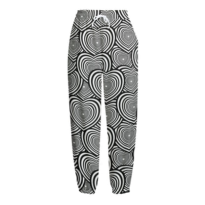Psychedelic Heart Pattern Print Fleece Lined Knit Pants