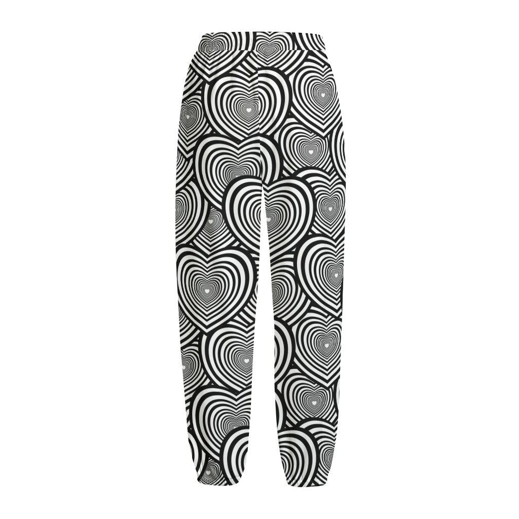 Psychedelic Heart Pattern Print Fleece Lined Knit Pants