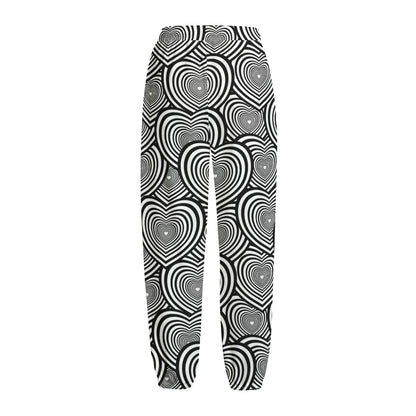 Psychedelic Heart Pattern Print Fleece Lined Knit Pants