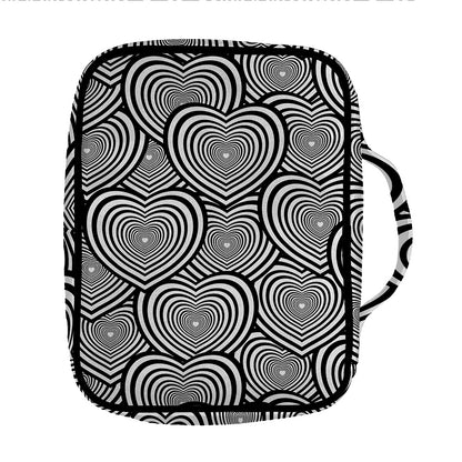 Psychedelic Heart Pattern Print Front Pocket Bible Bag