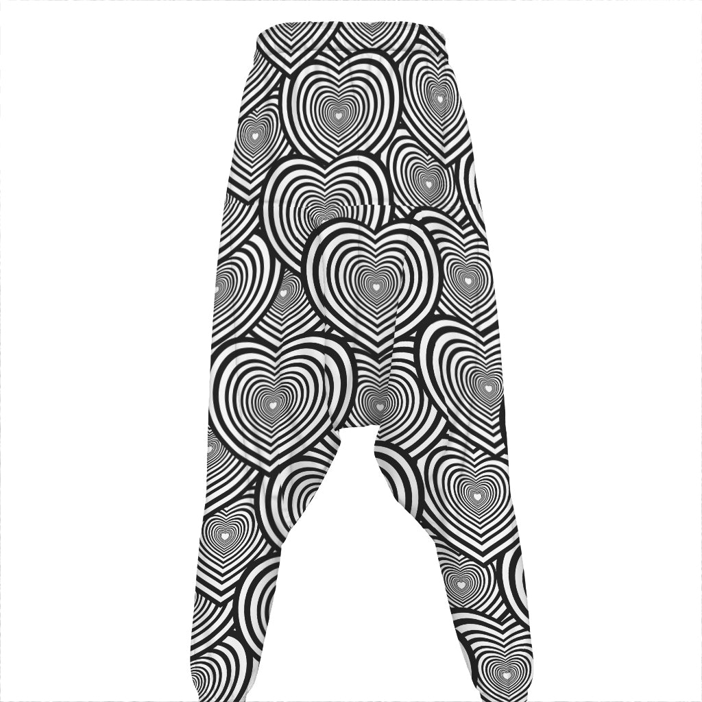 Psychedelic Heart Pattern Print Hammer Pants
