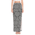 Psychedelic Heart Pattern Print High Slit Maxi Skirt