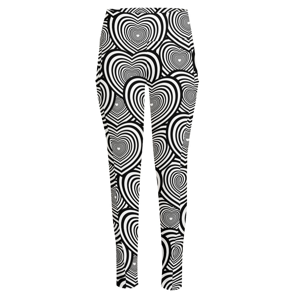 Psychedelic Heart Pattern Print High-Waisted Pocket Leggings