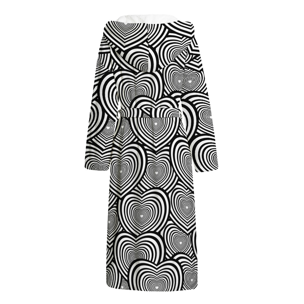 Psychedelic Heart Pattern Print Hooded Bathrobe