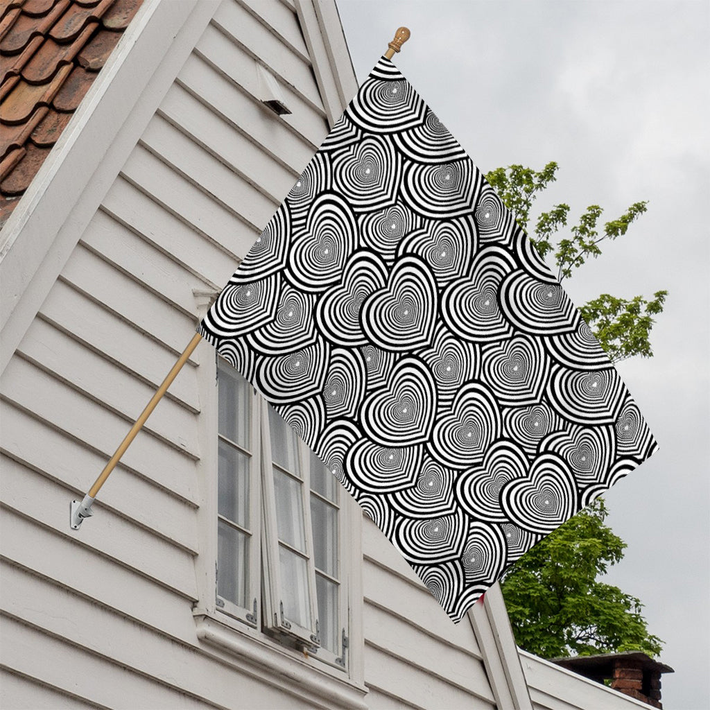 Psychedelic Heart Pattern Print House Flag