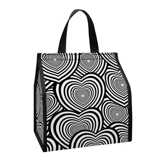 Psychedelic Heart Pattern Print Insulated Lunch Tote