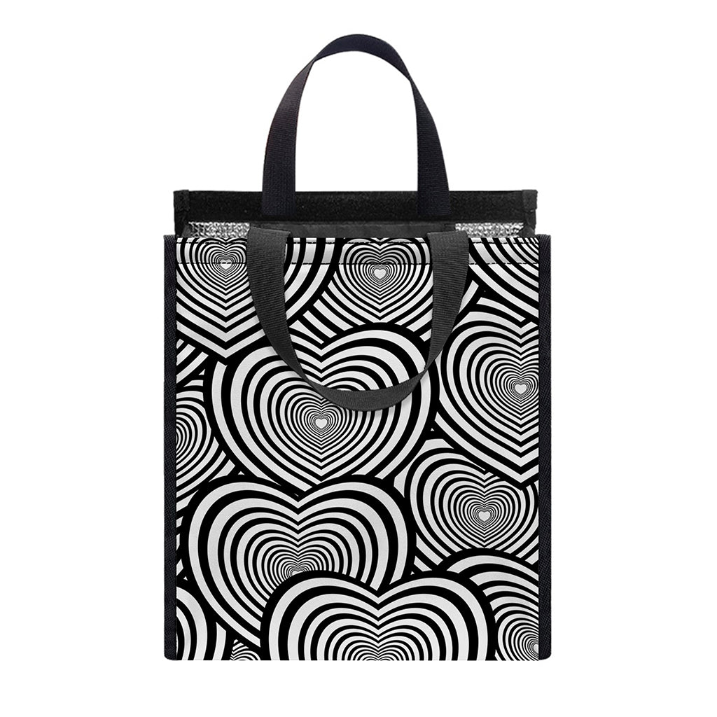 Psychedelic Heart Pattern Print Insulated Lunch Tote