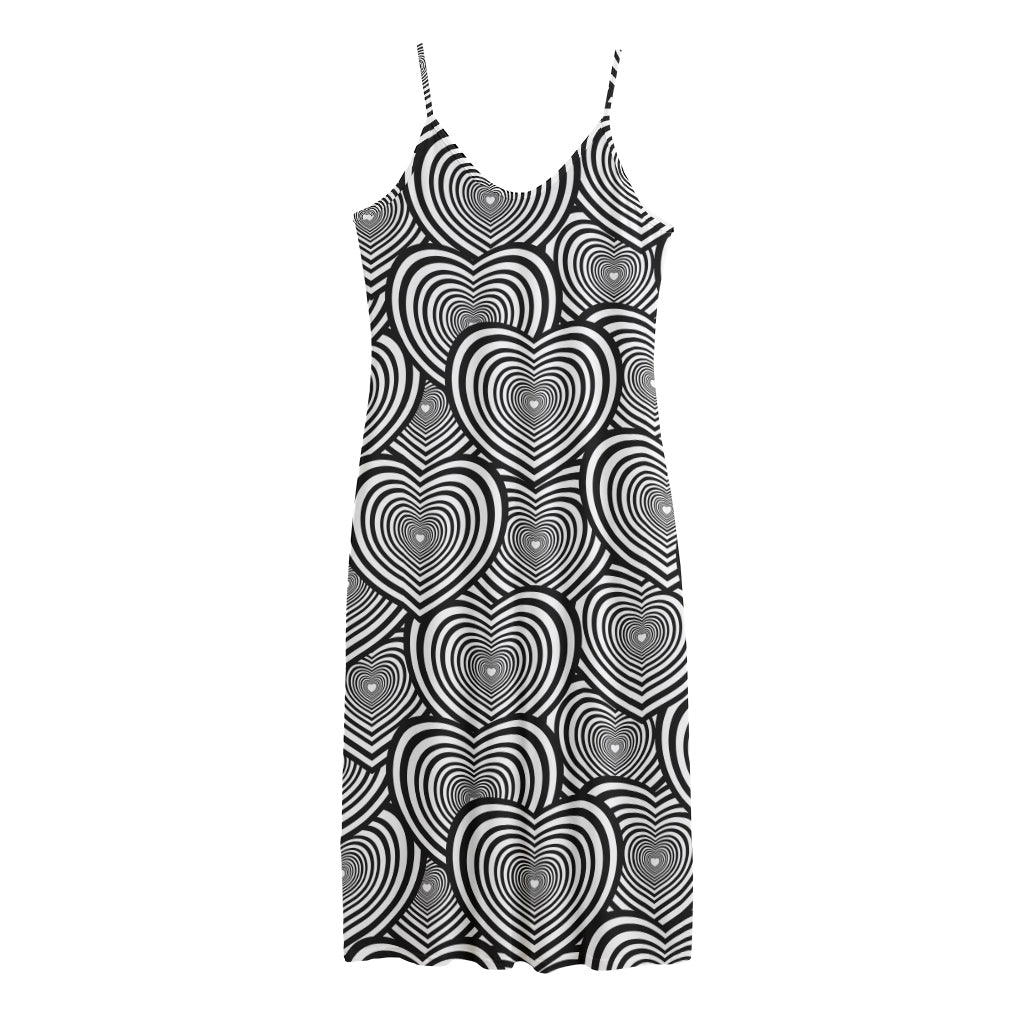 Psychedelic Heart Pattern Print Jersey Midi Cami Dress