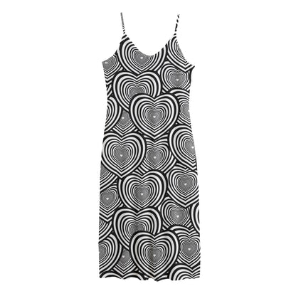 Psychedelic Heart Pattern Print Jersey Midi Cami Dress