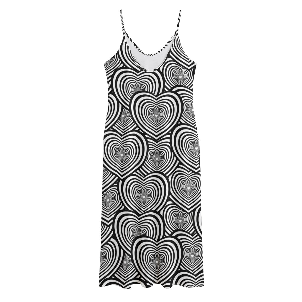 Psychedelic Heart Pattern Print Jersey Midi Cami Dress