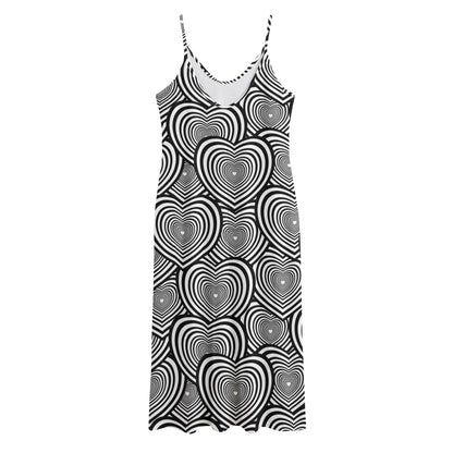 Psychedelic Heart Pattern Print Jersey Midi Cami Dress