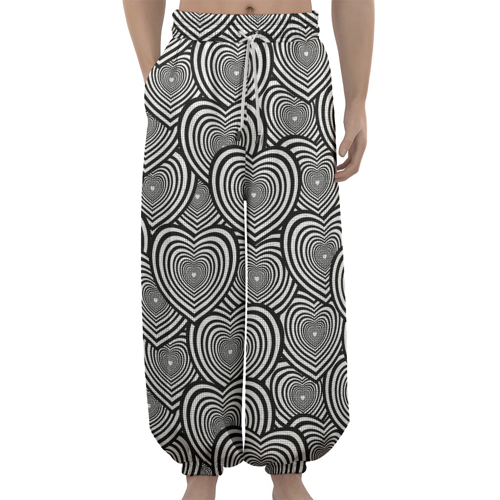 Psychedelic Heart Pattern Print Lantern Pants