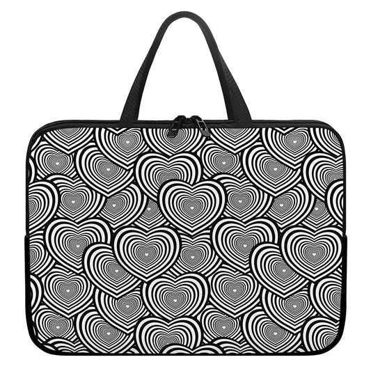 Psychedelic Heart Pattern Print Laptop Sleeve With Handle