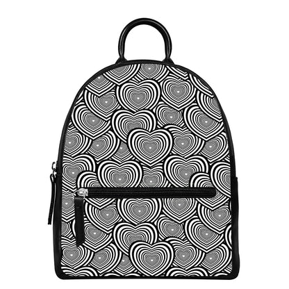 Psychedelic Heart Pattern Print Leather Backpack