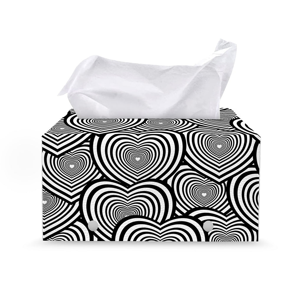 Psychedelic Heart Pattern Print Leather Tissue Box Cover