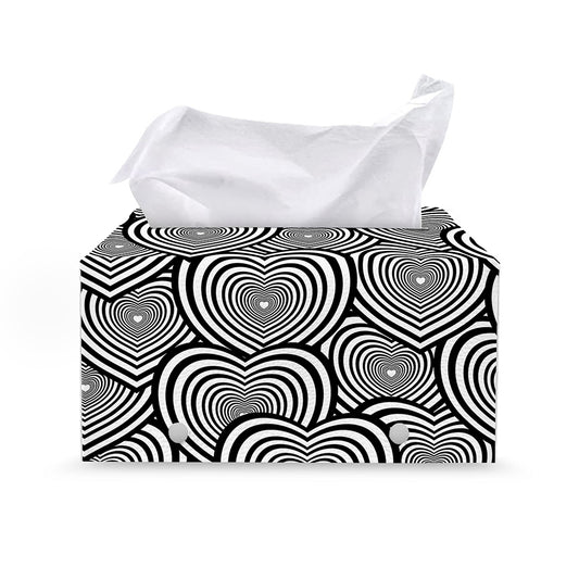 Psychedelic Heart Pattern Print Leather Tissue Box Cover