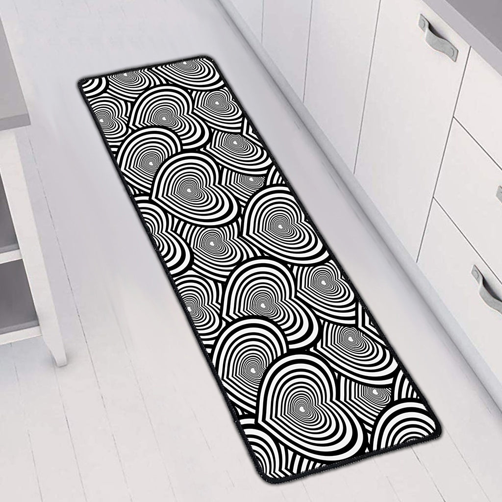 Psychedelic Heart Pattern Print Long Kitchen Mat