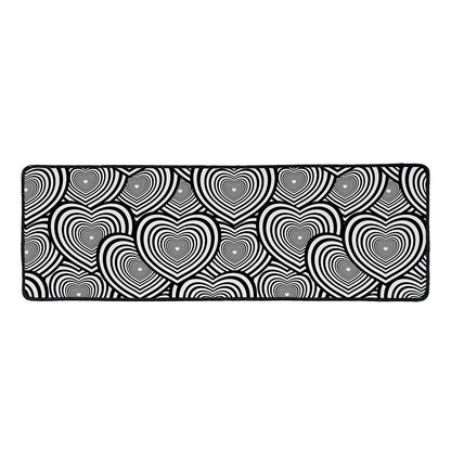 Psychedelic Heart Pattern Print Long Kitchen Mat
