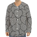 Psychedelic Heart Pattern Print Long Sleeve Baseball Jersey