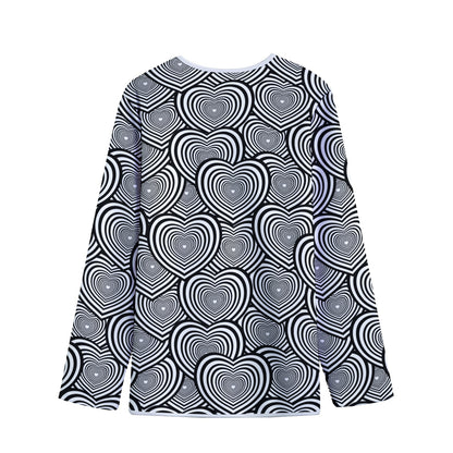 Psychedelic Heart Pattern Print Long Sleeve Short Coat