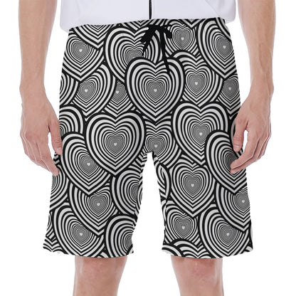 Psychedelic Heart Pattern Print Men's Beach Shorts