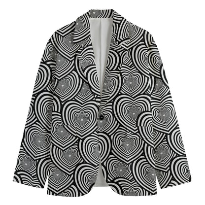 Psychedelic Heart Pattern Print Men's Blazer