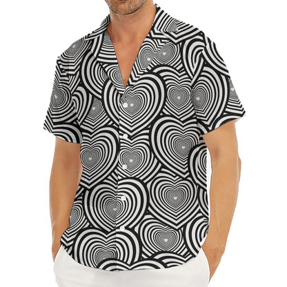 Psychedelic Heart Pattern Print Men's Deep V-Neck Shirt
