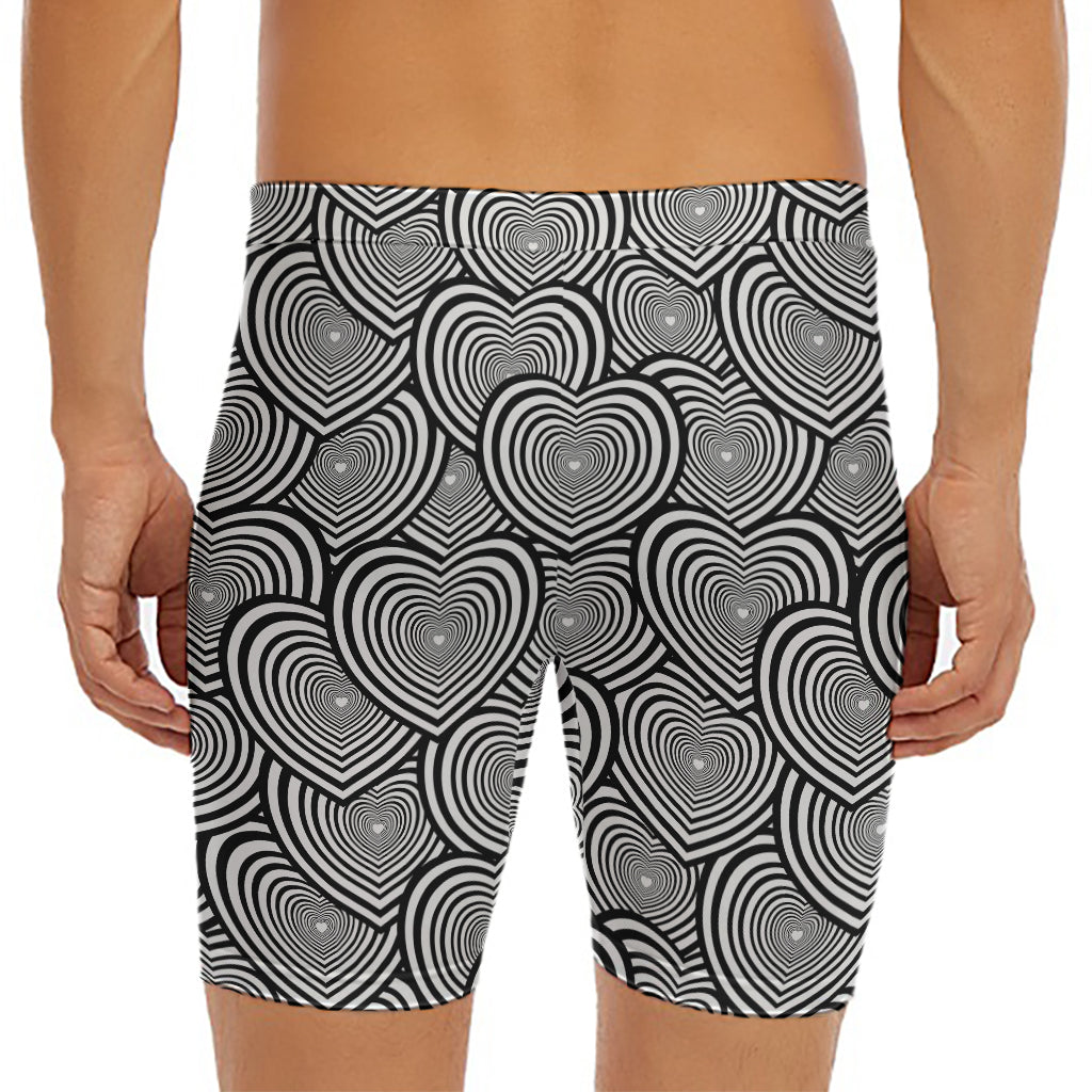 Psychedelic Heart Pattern Print Men's Long Boxer Briefs