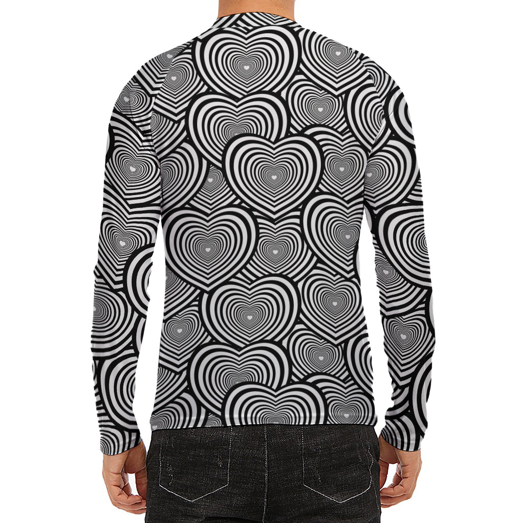 Psychedelic Heart Pattern Print Men's Long Sleeve Rash Guard
