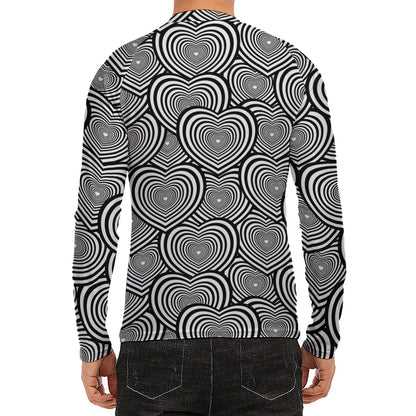 Psychedelic Heart Pattern Print Men's Long Sleeve Rash Guard