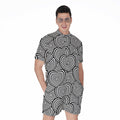Psychedelic Heart Pattern Print Men's Romper