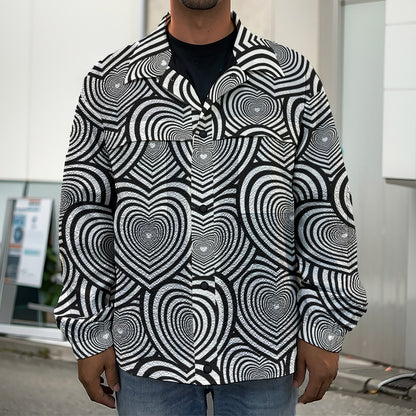 Psychedelic Heart Pattern Print Men's Shirt Jacket