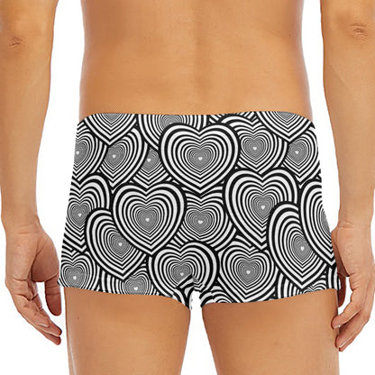 Psychedelic Heart Pattern Print Men's Short Boxer Briefs
