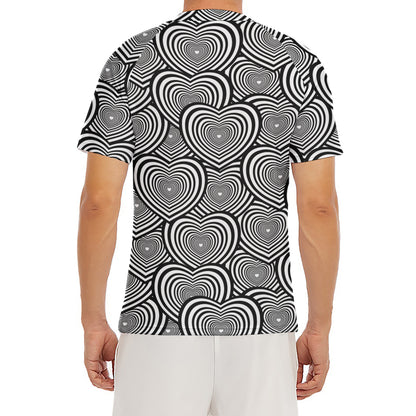 Psychedelic Heart Pattern Print Men's Short Sleeve Rash Guard