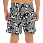 Psychedelic Heart Pattern Print Men's Split Running Shorts