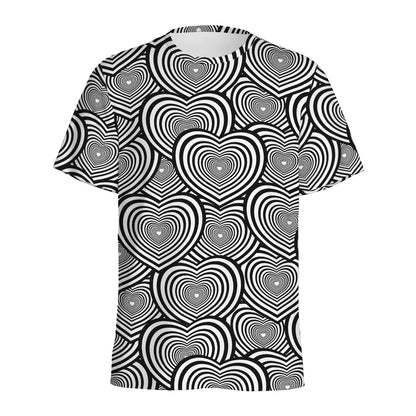 Psychedelic Heart Pattern Print Men's Sports T-Shirt