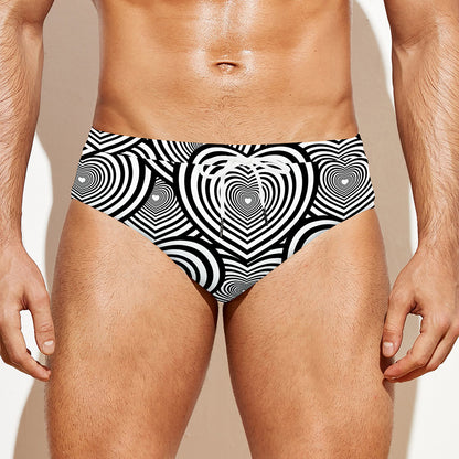 Psychedelic Heart Pattern Print Men's Swim Briefs