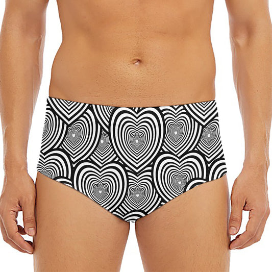 Psychedelic Heart Pattern Print Men's Triangle Swim Briefs