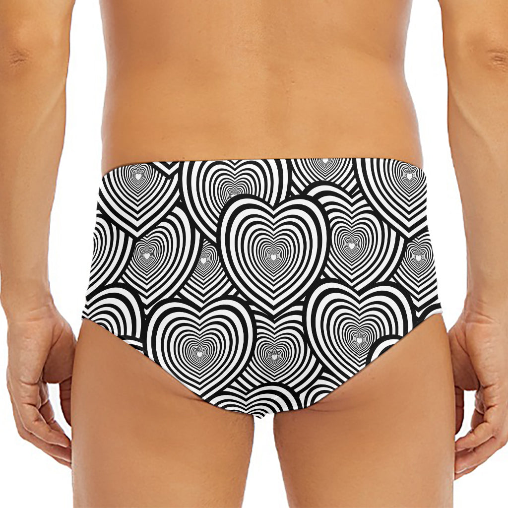 Psychedelic Heart Pattern Print Men's Triangle Swim Briefs