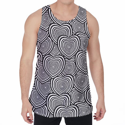 Psychedelic Heart Pattern Print Men's Velvet Tank Top