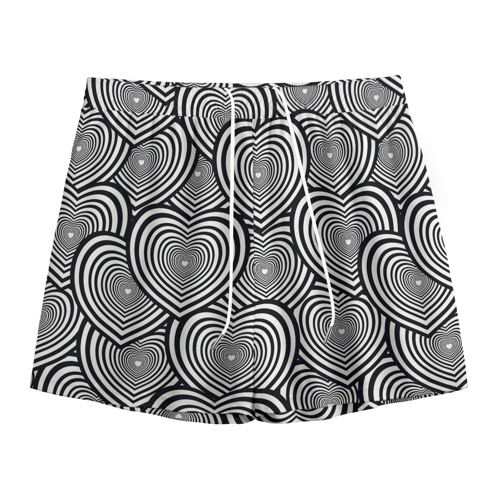 Psychedelic Heart Pattern Print Mesh Shorts