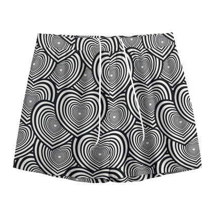 Psychedelic Heart Pattern Print Mesh Shorts